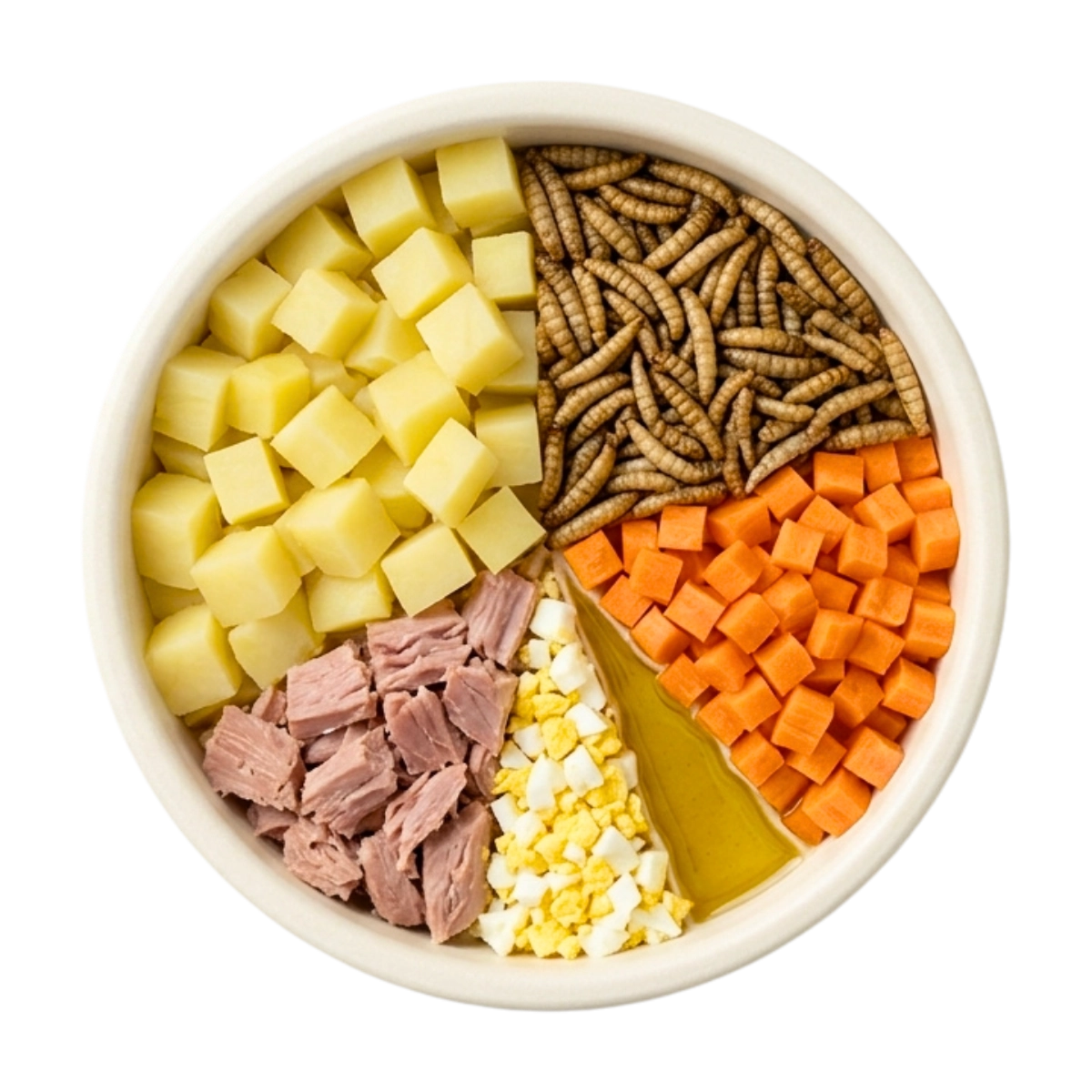 BARF Insekten Thunfisch Kartoffel