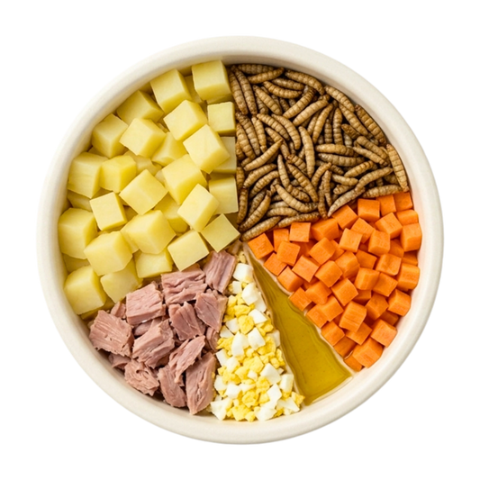 BARF Insekten Thunfisch Kartoffel